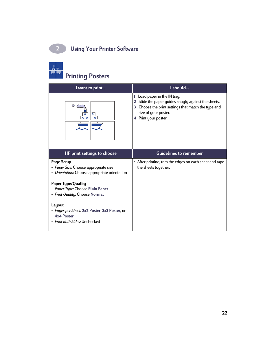 Printing posters, Using your printer software | HP Deskjet 932c Printer User Manual | Page 29 / 73