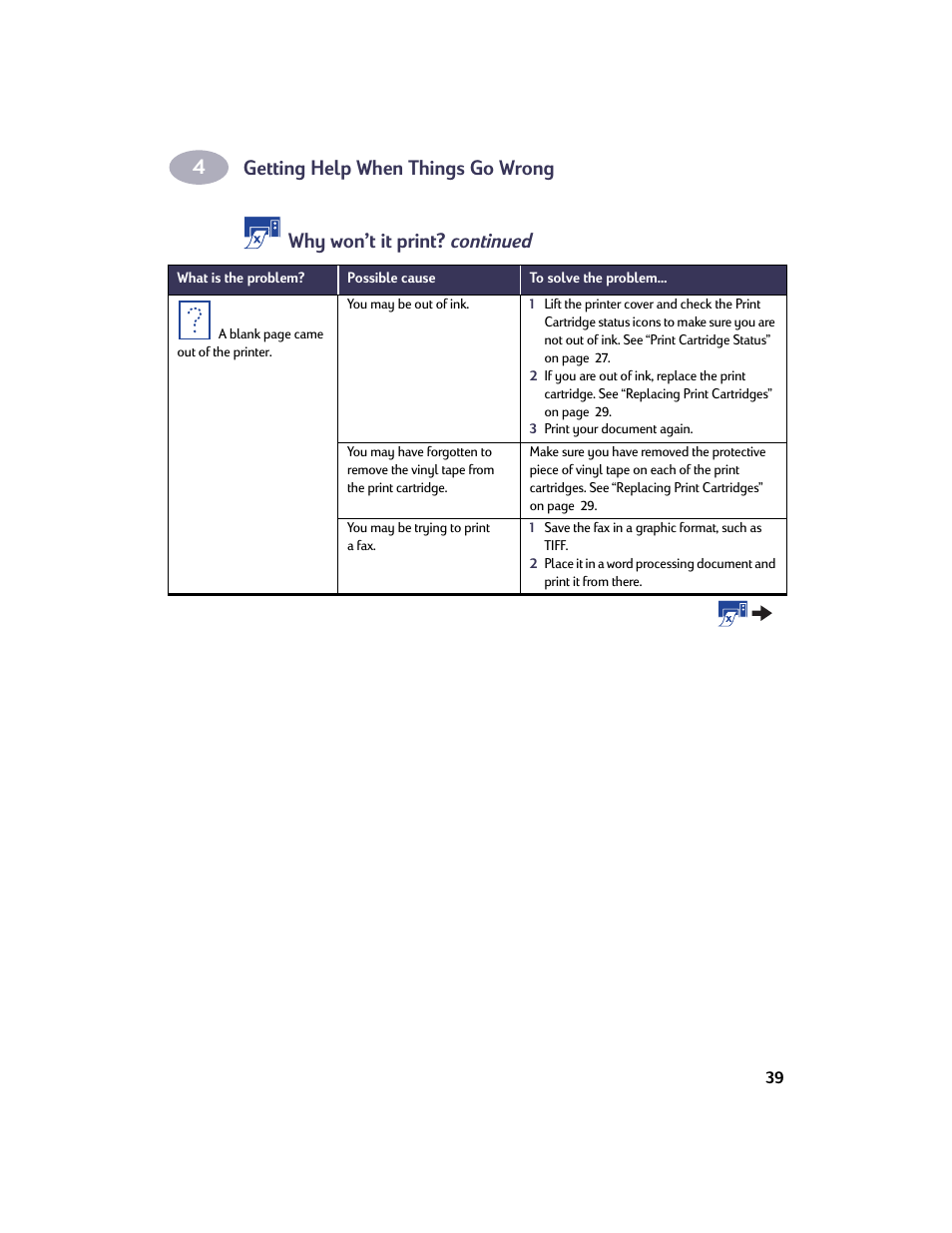 Getting help when things go wrong, Why won’t it print? continued | HP Deskjet 932c Printer User Manual | Page 46 / 73