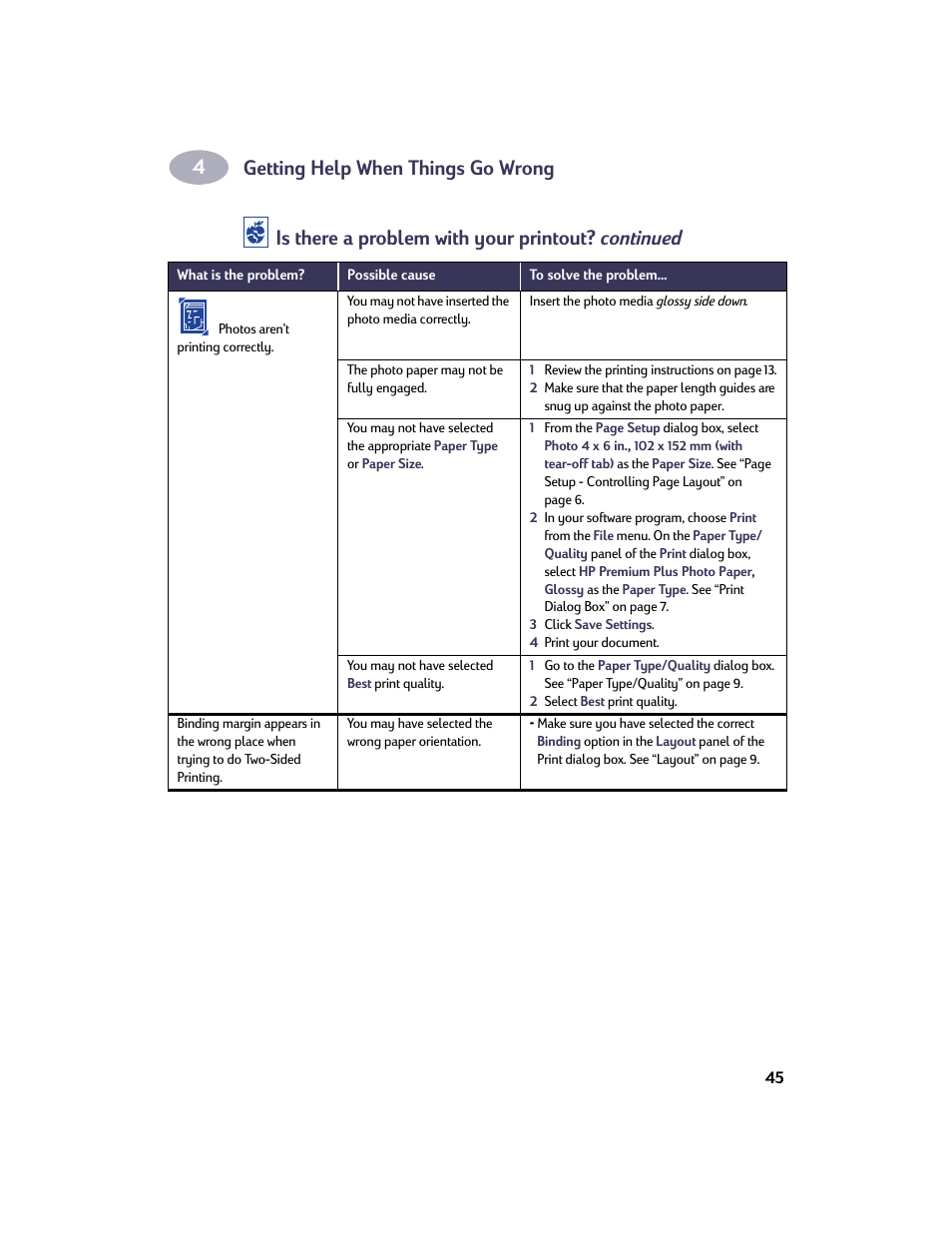 Getting help when things go wrong, Is there a problem with your printout? continued | HP Deskjet 932c Printer User Manual | Page 52 / 73