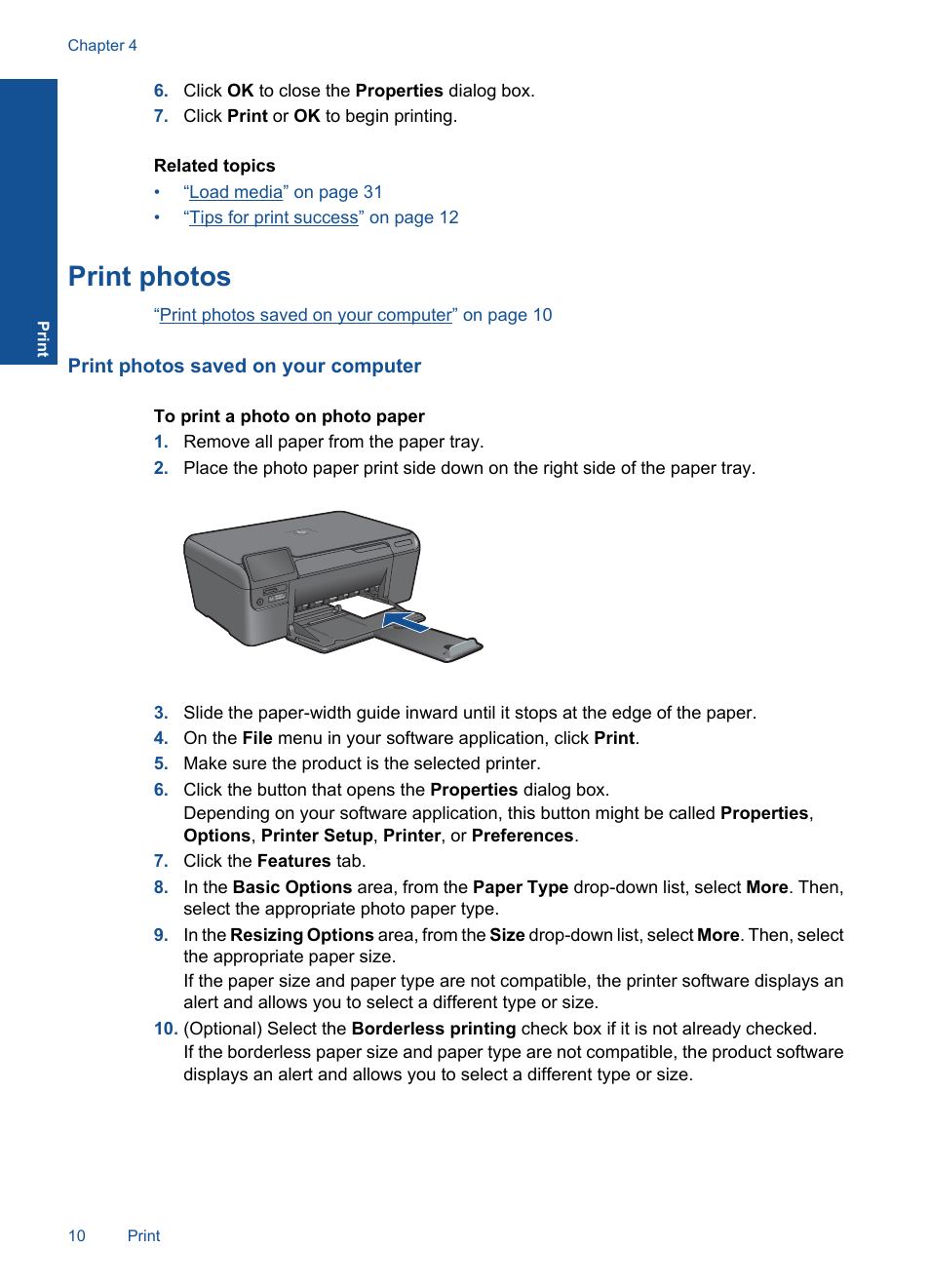 Print photos | HP Photosmart D110 User Manual | Page 13 / 52