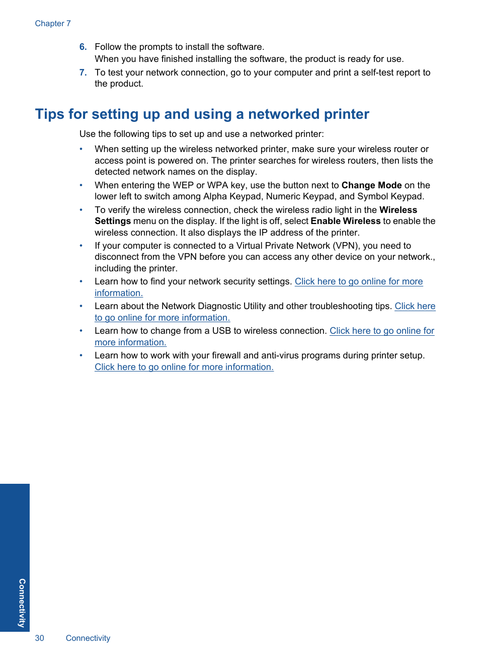 Tips for setting up and using a networked printer | HP Photosmart D110 User Manual | Page 33 / 52