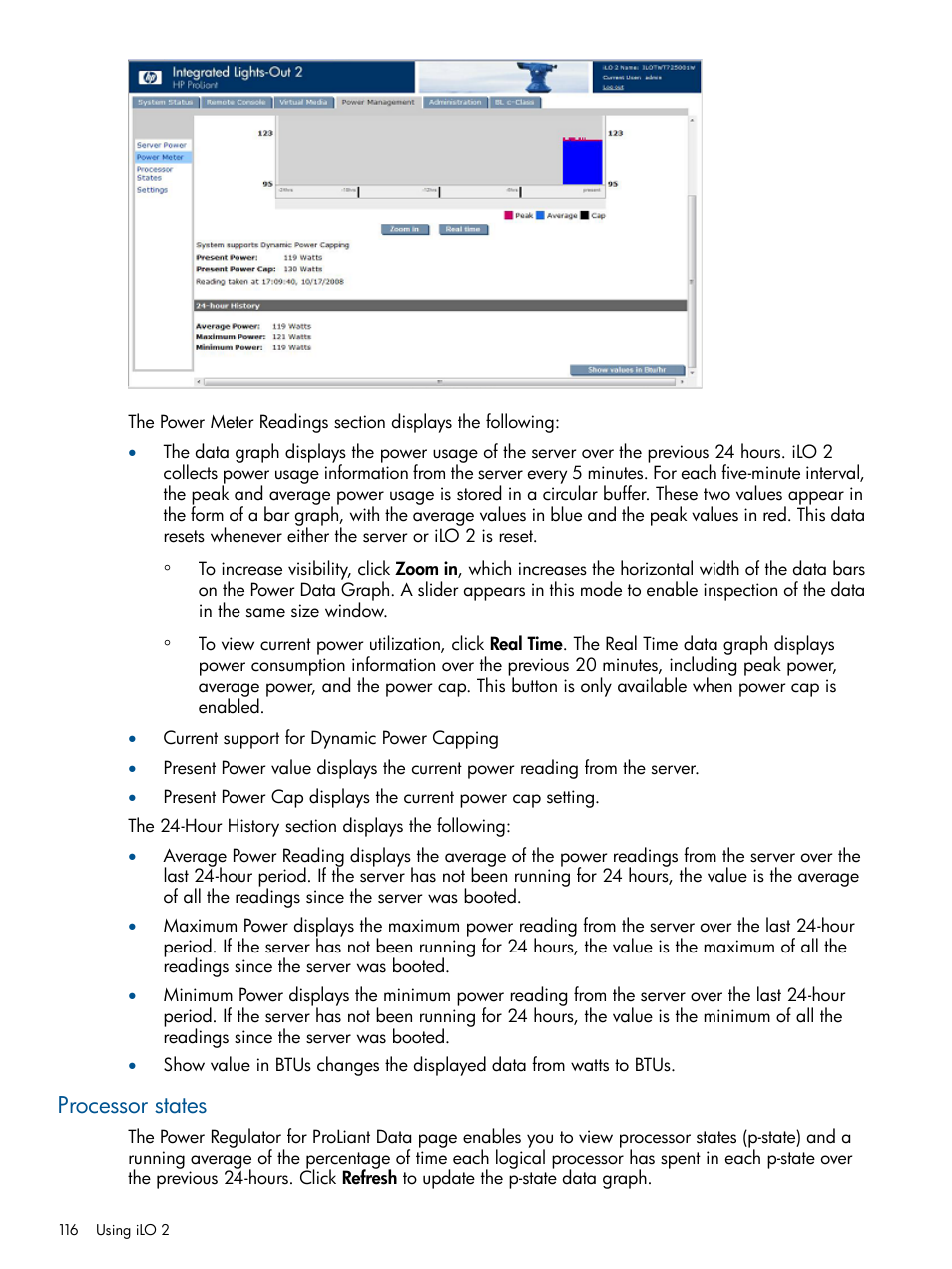 Processor states | HP Integrated Lights-Out 2 User Manual | Page 116 / 224