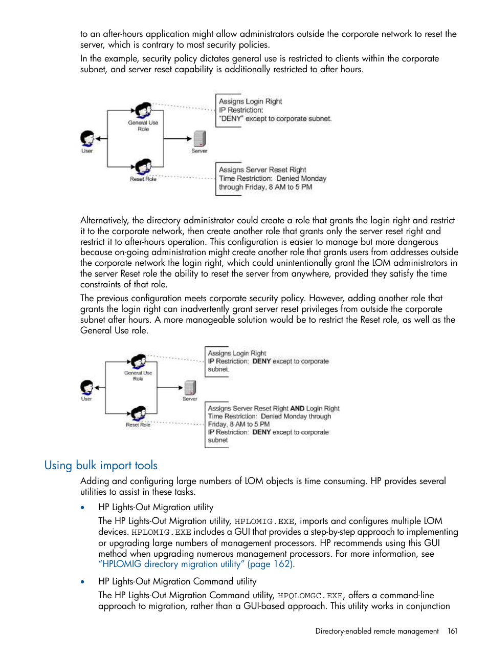 Using bulk import tools | HP Integrated Lights-Out 2 User Manual | Page 161 / 224