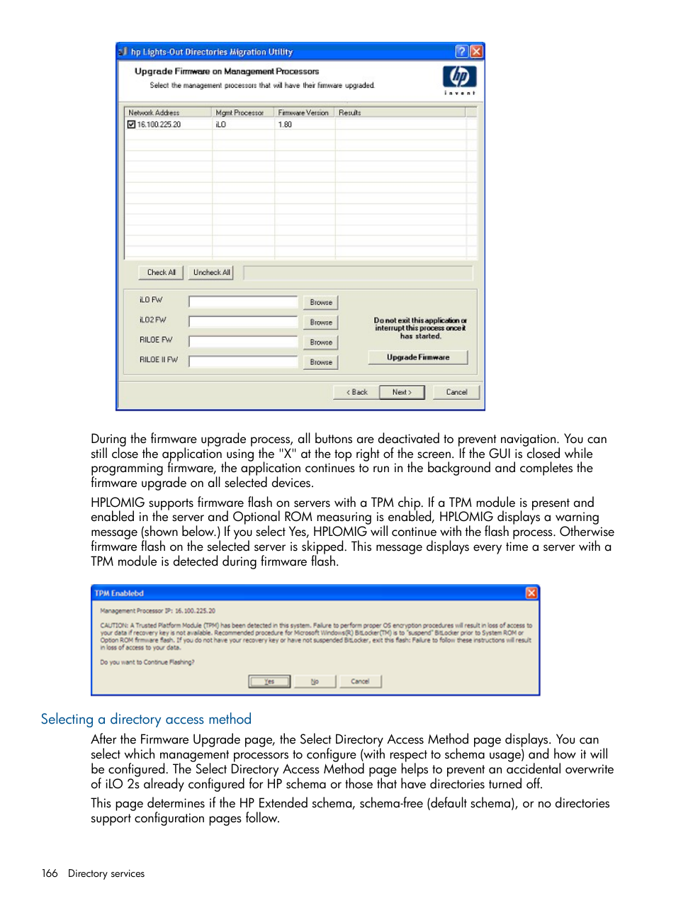 Selecting a directory access method | HP Integrated Lights-Out 2 User Manual | Page 166 / 224