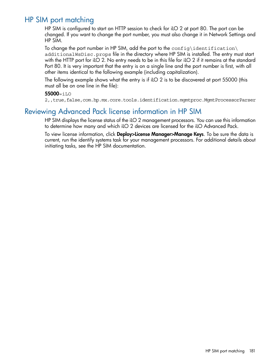 Hp sim port matching | HP Integrated Lights-Out 2 User Manual | Page 181 / 224