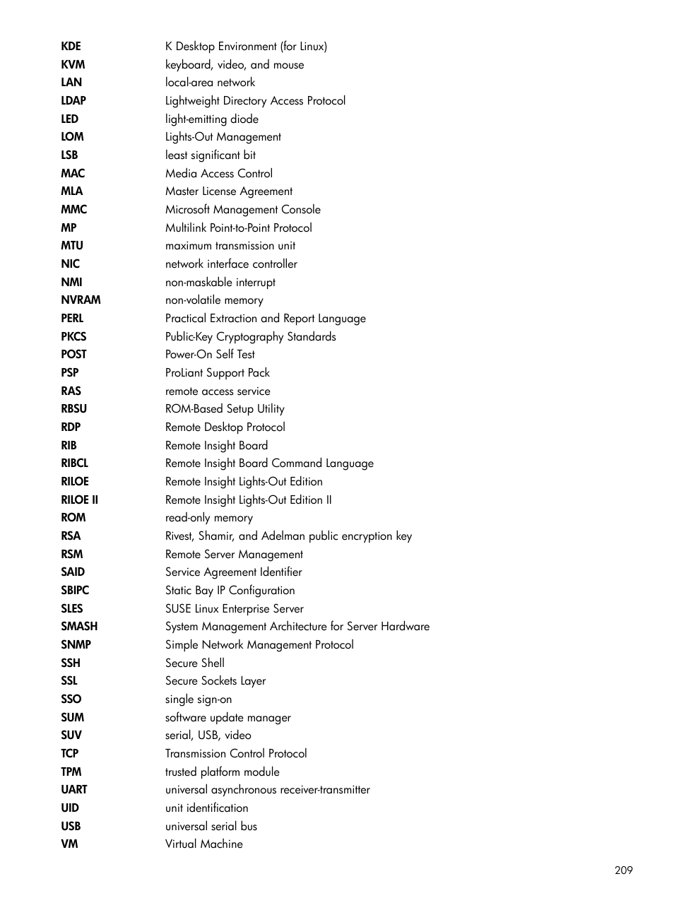 HP Integrated Lights-Out 2 User Manual | Page 209 / 224