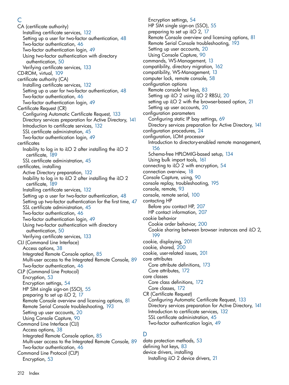 HP Integrated Lights-Out 2 User Manual | Page 212 / 224