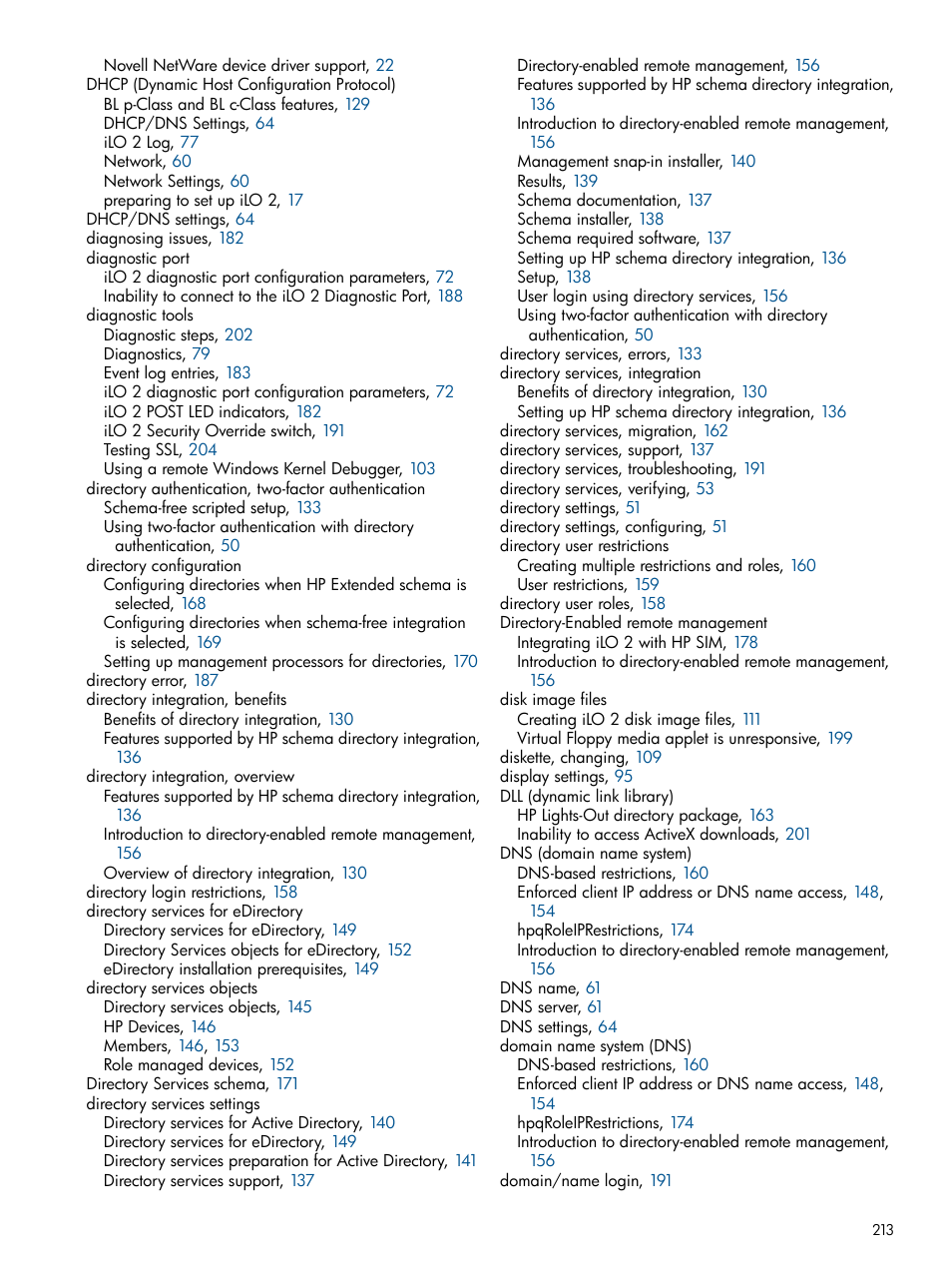 HP Integrated Lights-Out 2 User Manual | Page 213 / 224