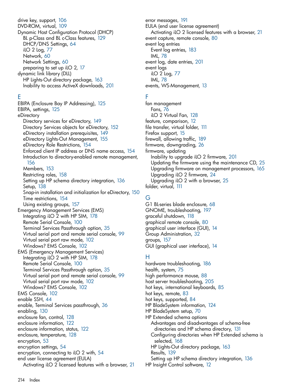 HP Integrated Lights-Out 2 User Manual | Page 214 / 224