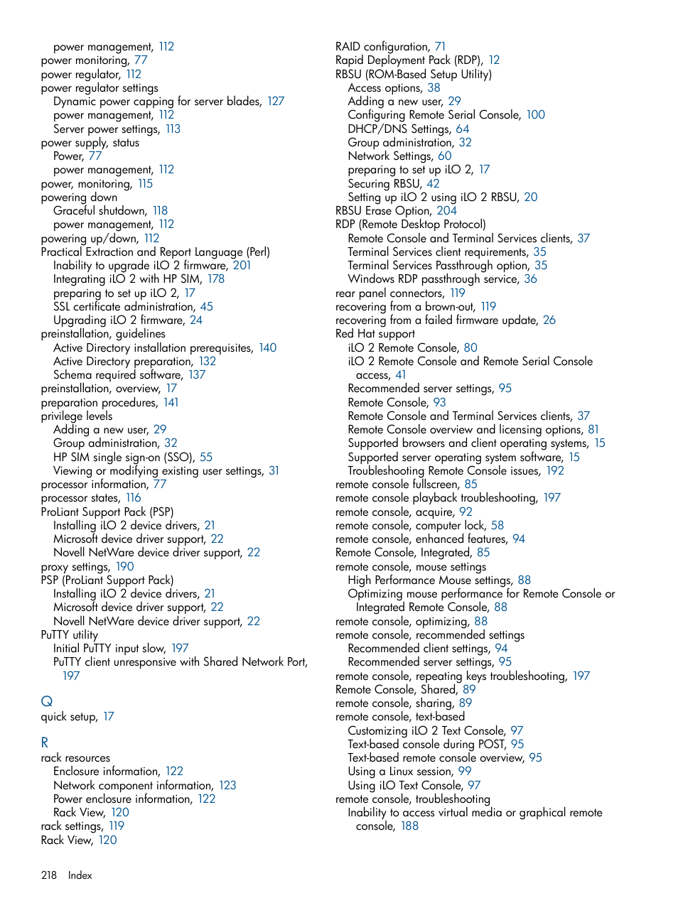 HP Integrated Lights-Out 2 User Manual | Page 218 / 224