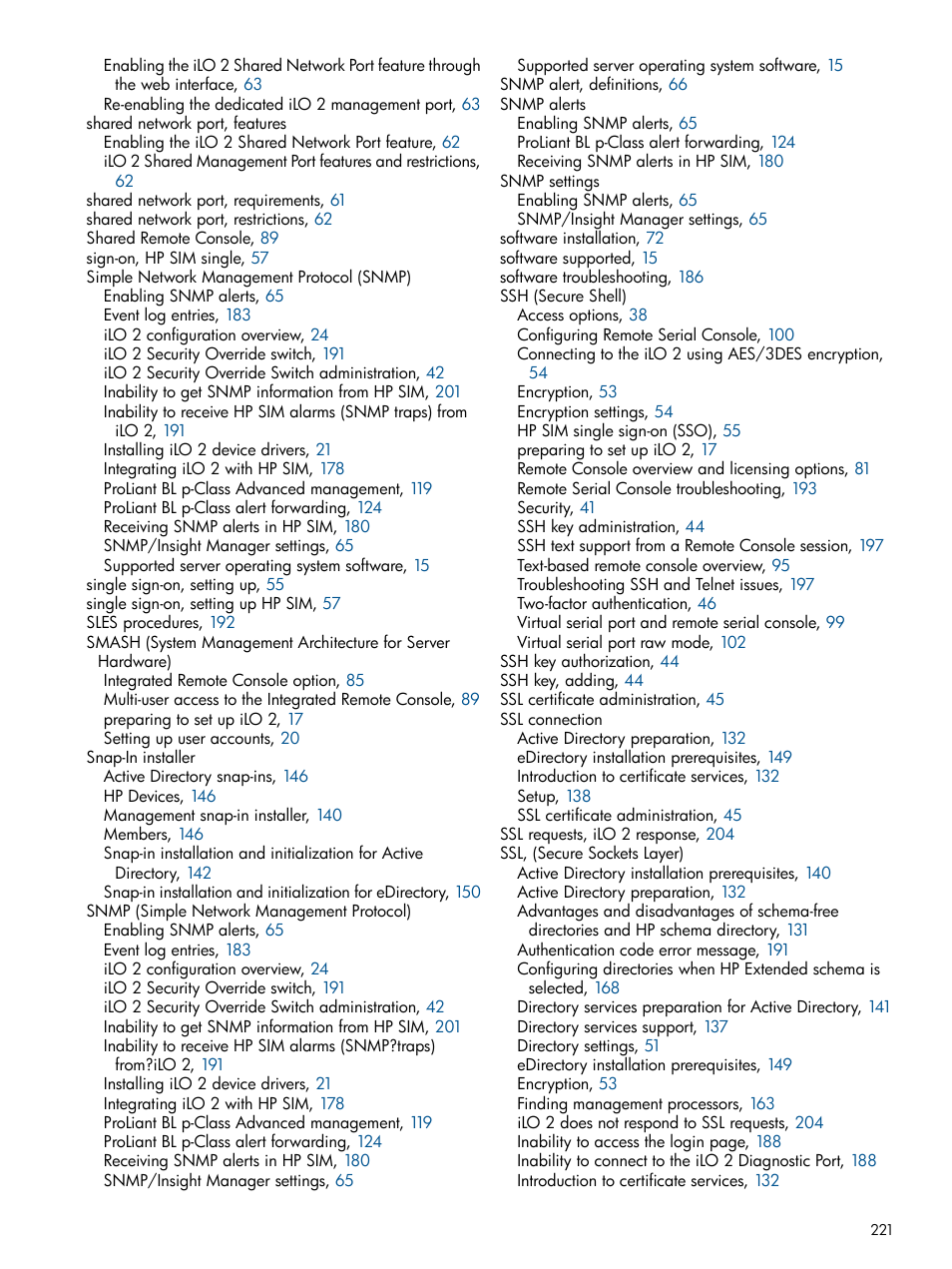 HP Integrated Lights-Out 2 User Manual | Page 221 / 224