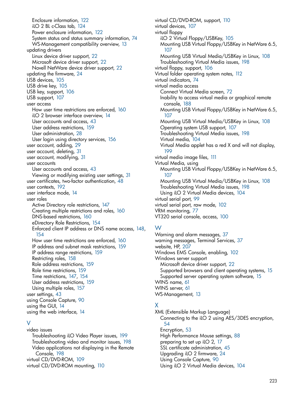 HP Integrated Lights-Out 2 User Manual | Page 223 / 224