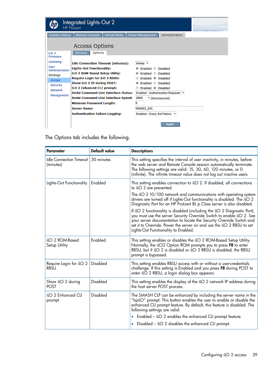 HP Integrated Lights-Out 2 User Manual | Page 39 / 224