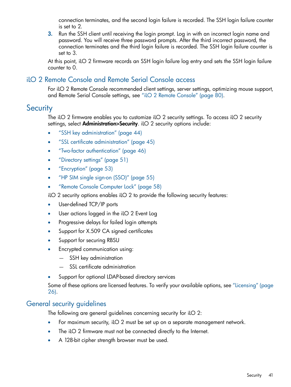 Security, General security guidelines | HP Integrated Lights-Out 2 User Manual | Page 41 / 224