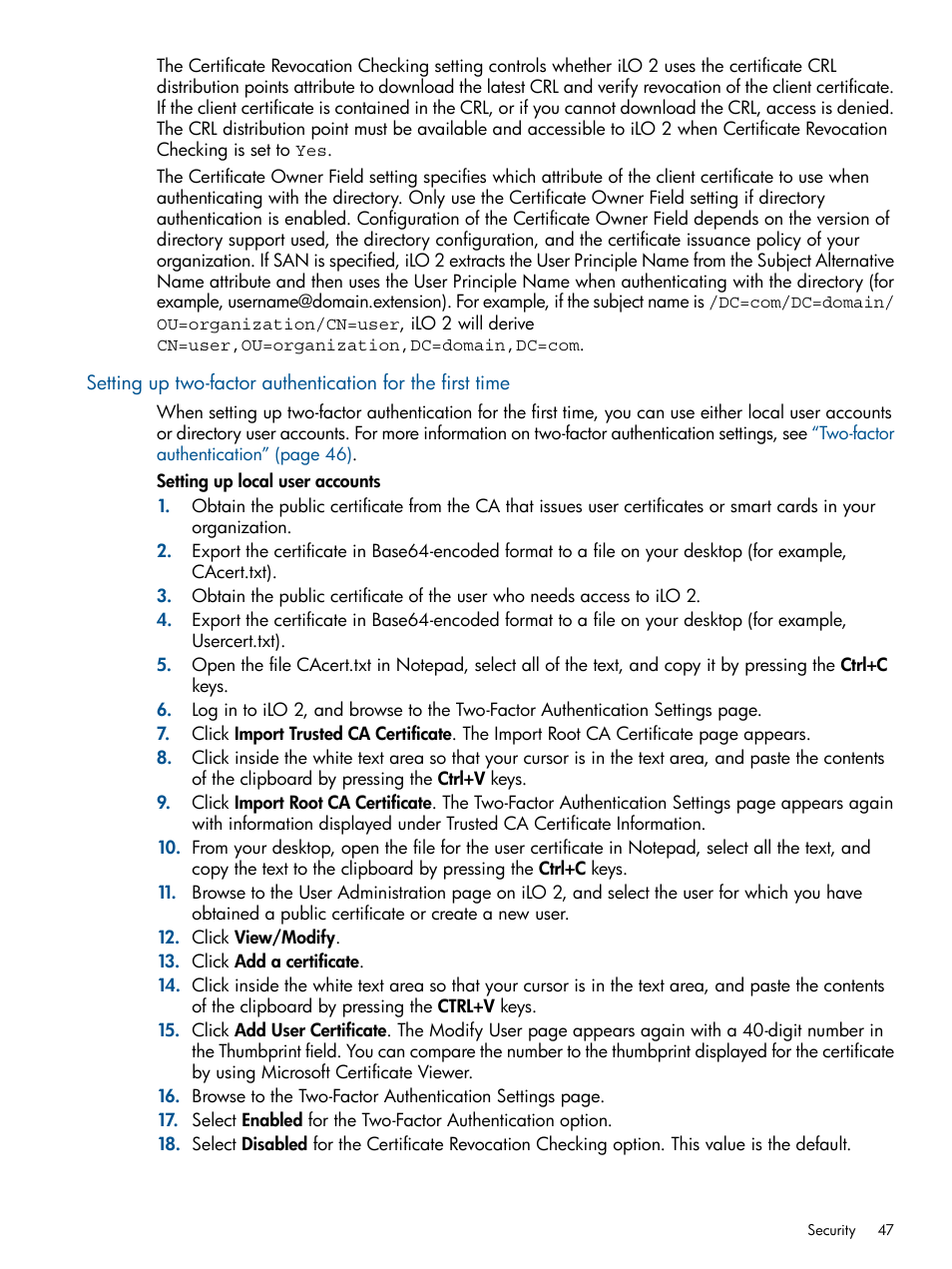 HP Integrated Lights-Out 2 User Manual | Page 47 / 224