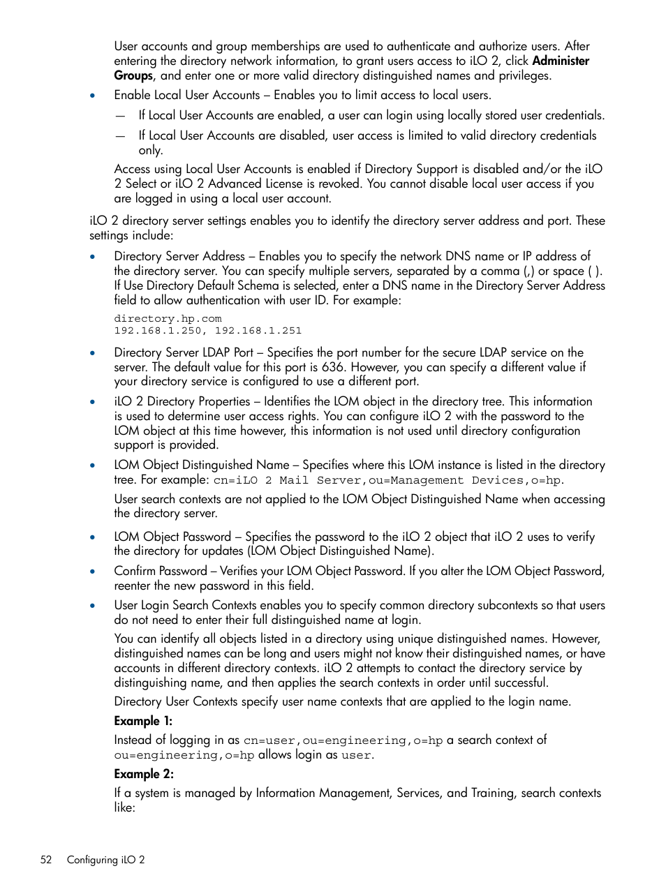 HP Integrated Lights-Out 2 User Manual | Page 52 / 224