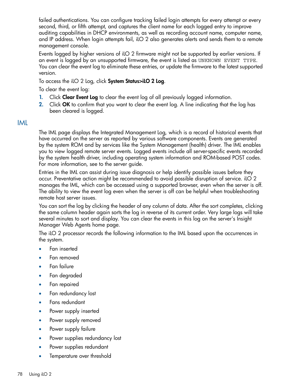 HP Integrated Lights-Out 2 User Manual | Page 78 / 224