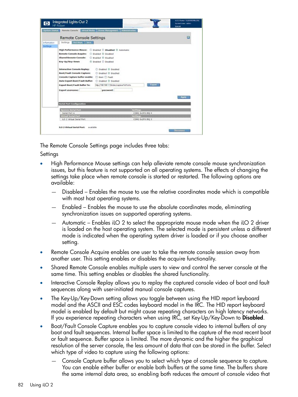 HP Integrated Lights-Out 2 User Manual | Page 82 / 224