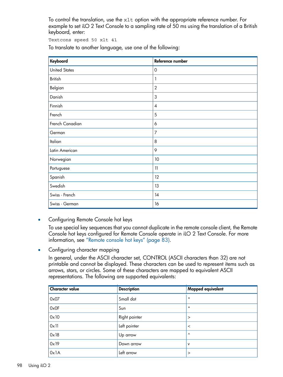 HP Integrated Lights-Out 2 User Manual | Page 98 / 224