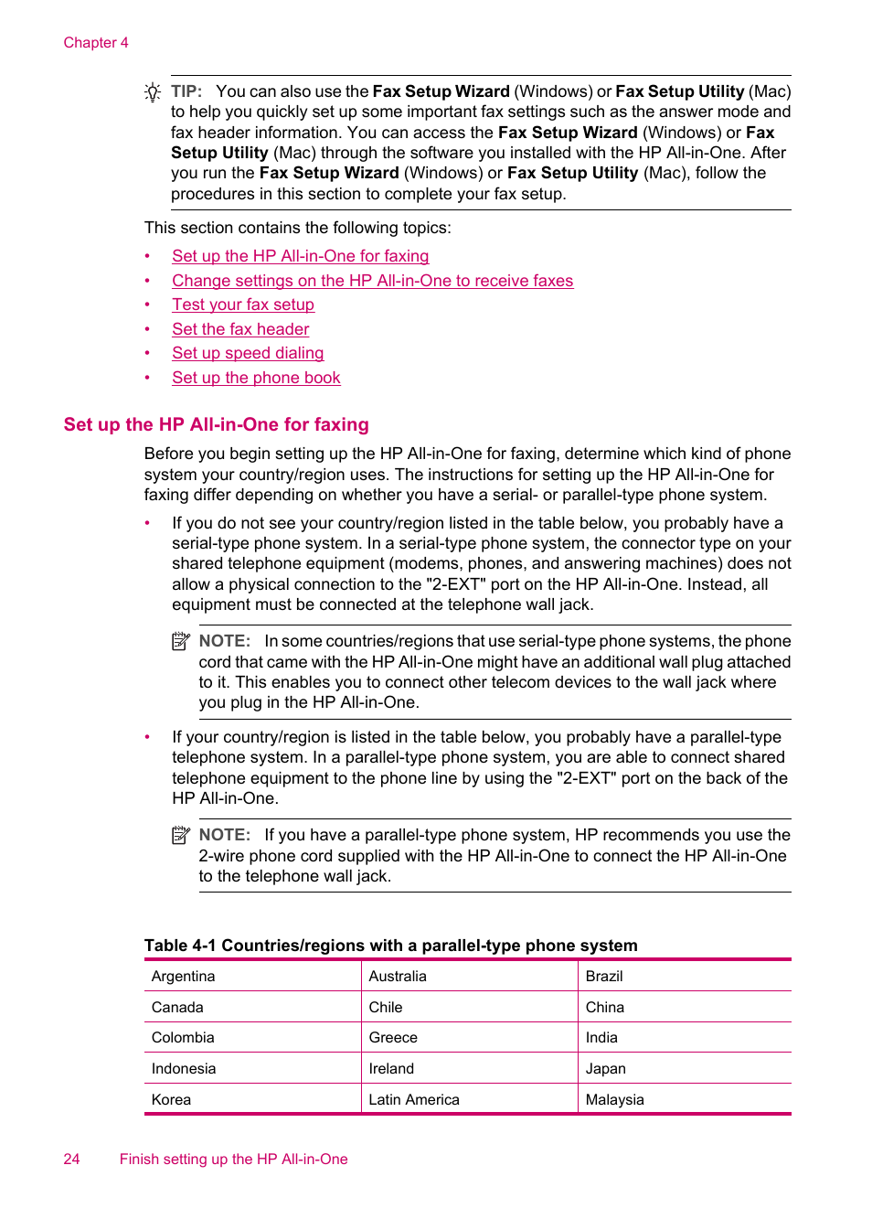 Set up the hp all-in-one for faxing | HP Officejet J5740 All-in-One Printer User Manual | Page 26 / 296