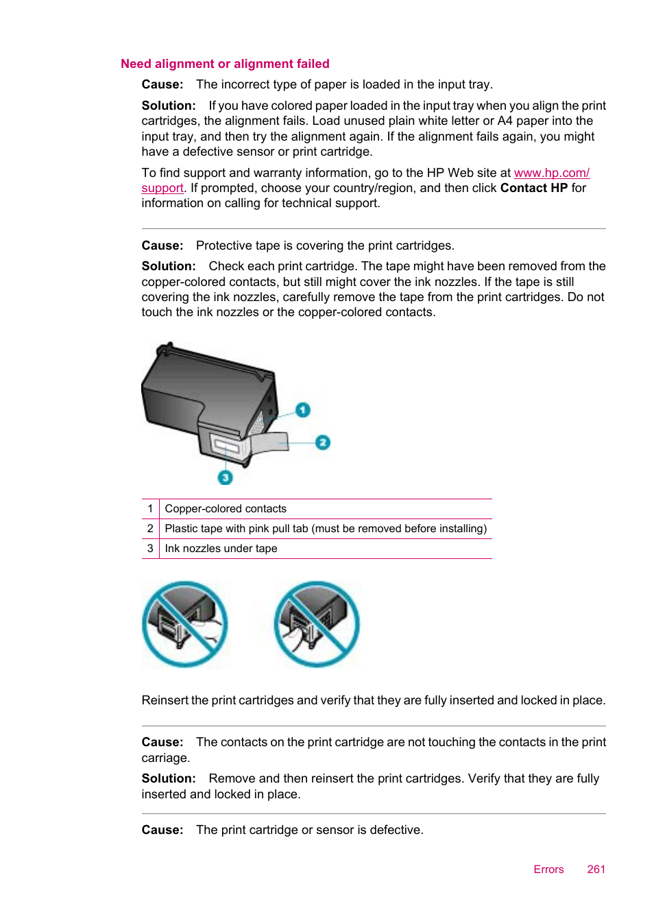 Need alignment or alignment failed | HP Officejet J5740 All-in-One Printer User Manual | Page 263 / 296