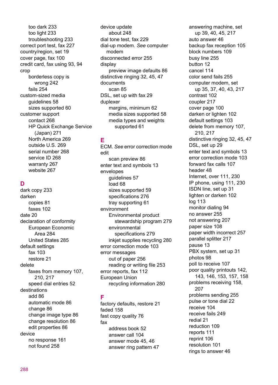 HP Officejet J5740 All-in-One Printer User Manual | Page 290 / 296