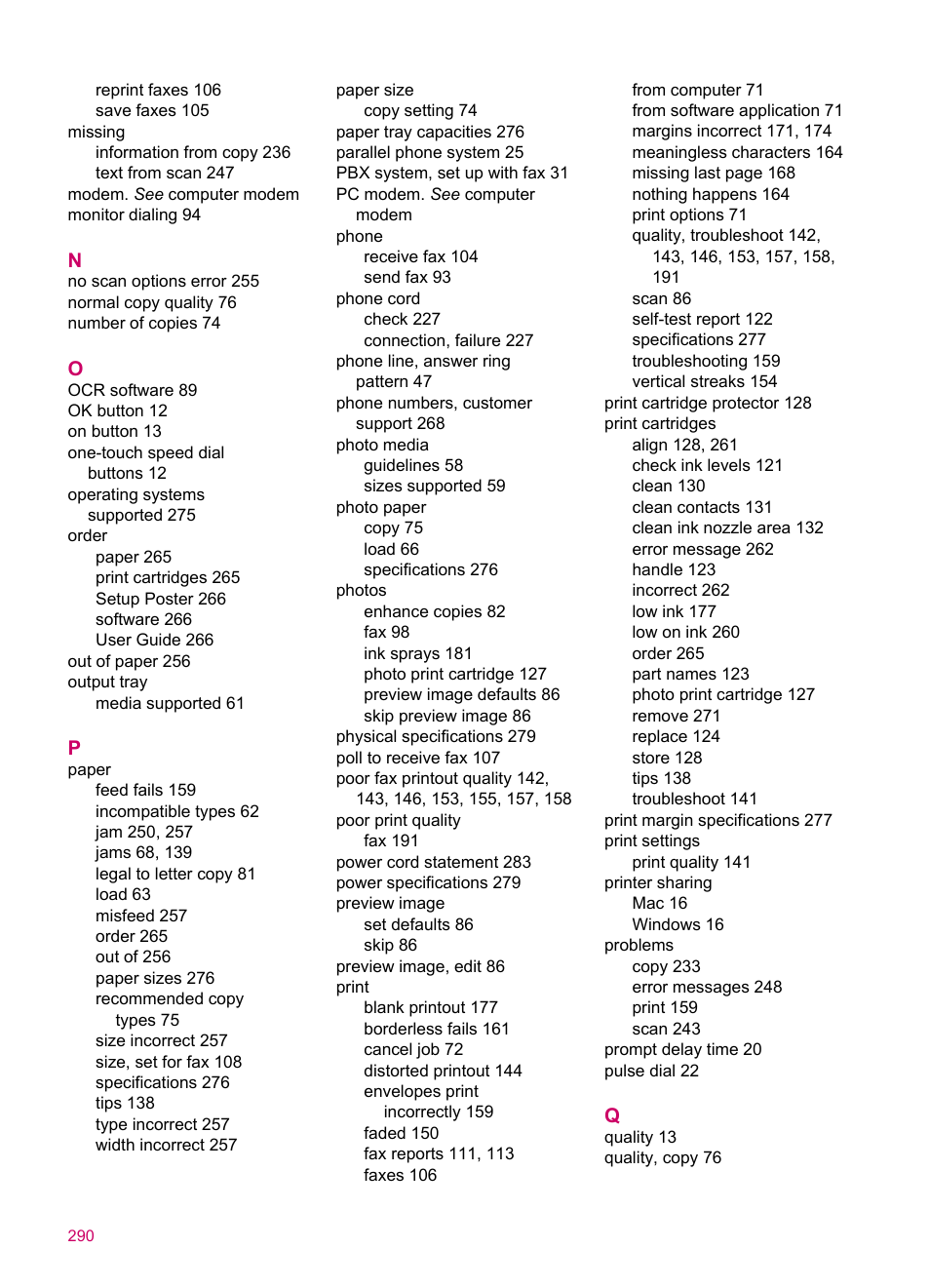 HP Officejet J5740 All-in-One Printer User Manual | Page 292 / 296