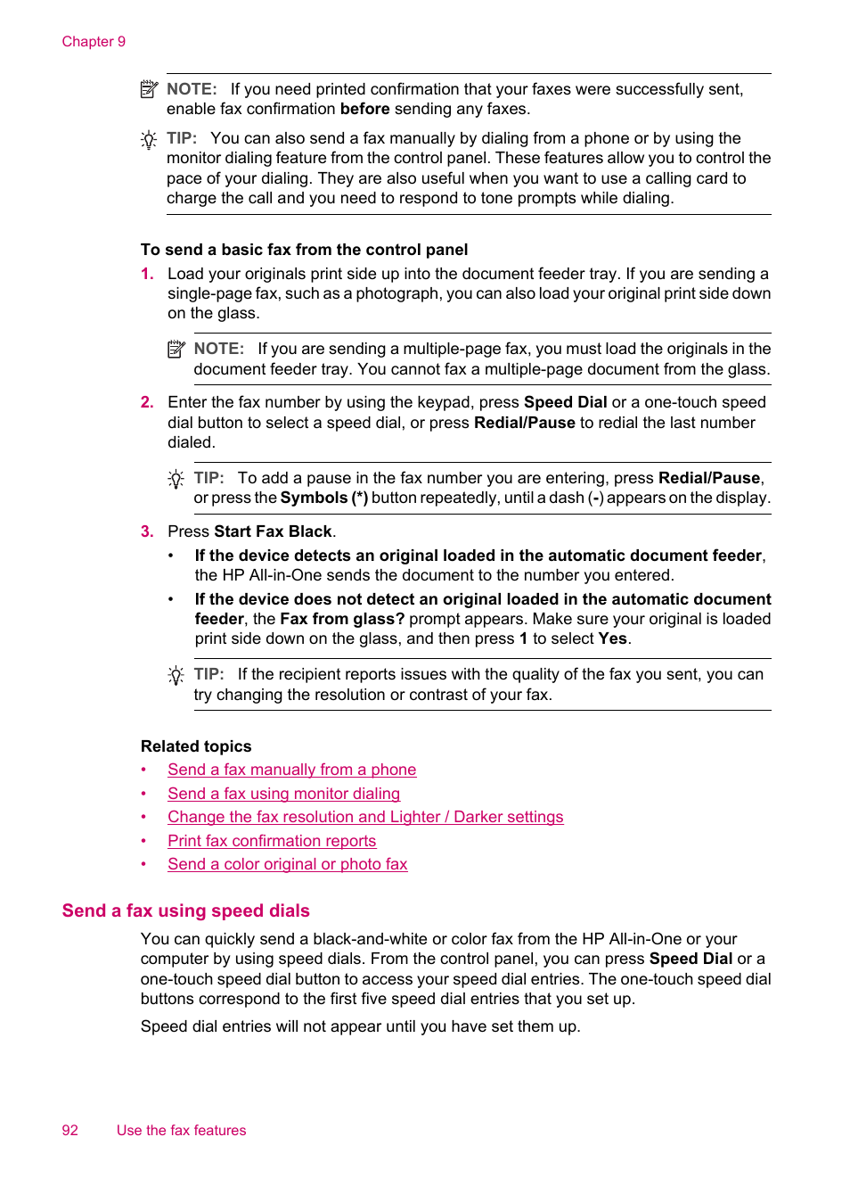 Send a fax using speed dials | HP Officejet J5740 All-in-One Printer User Manual | Page 94 / 296