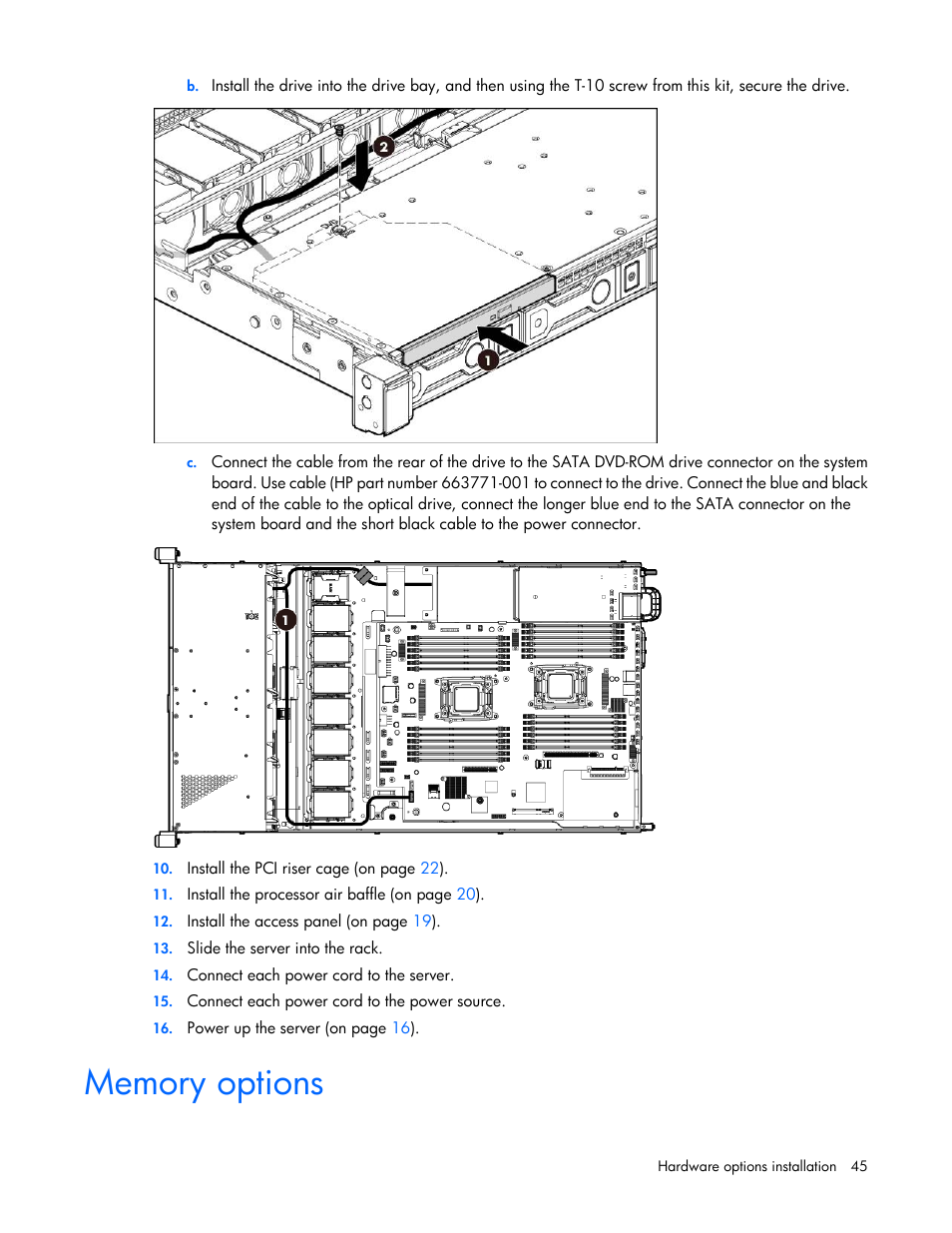 Memory options | HP ProLiant DL160 Gen8 Server User Manual | Page 45 / 109
