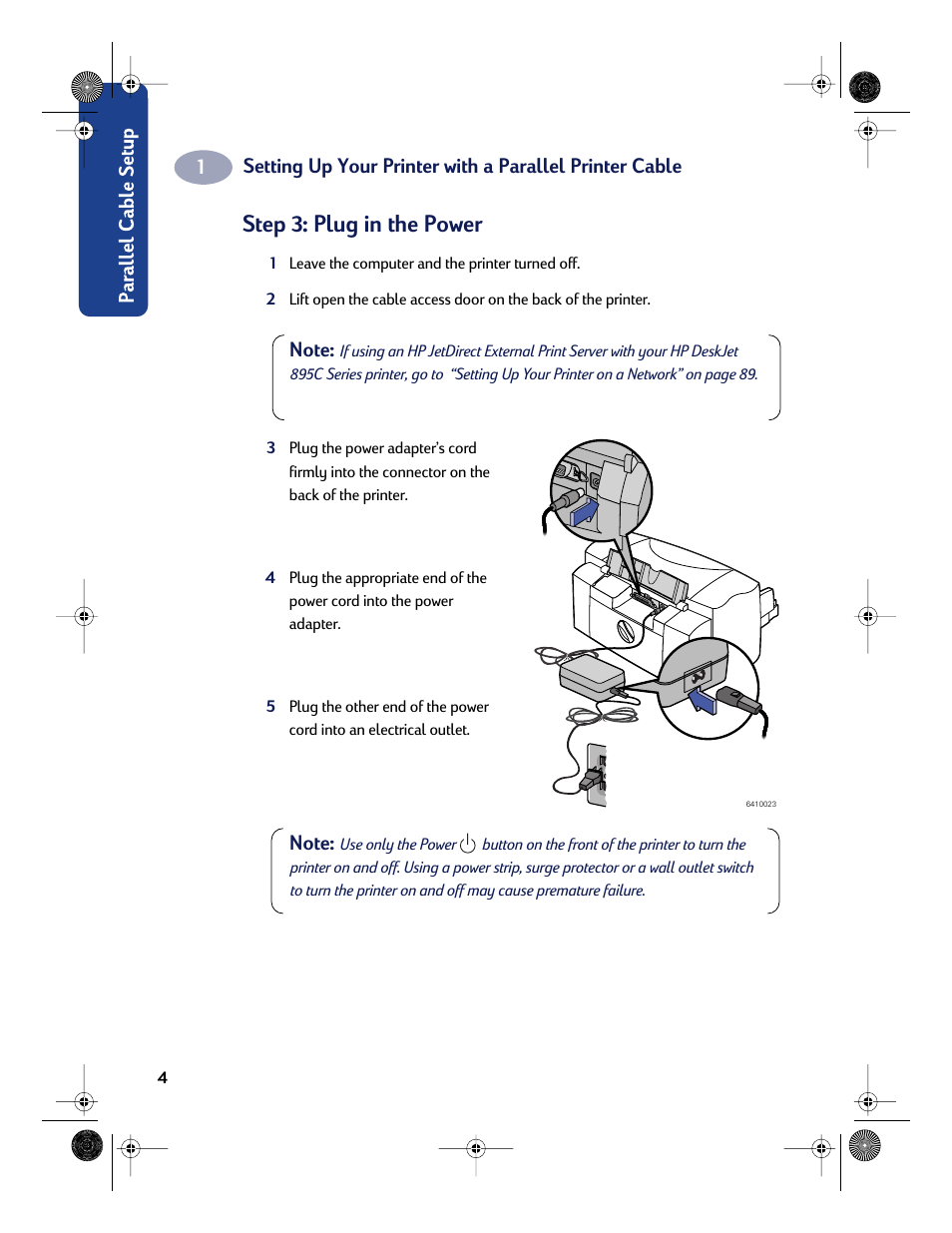 Step 3: plug in the power | HP Deskjet 832c Printer User Manual | Page 12 / 118