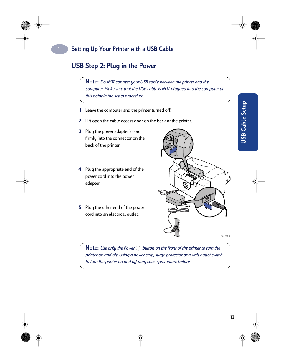 Usb step 2: plug in the power | HP Deskjet 832c Printer User Manual | Page 21 / 118