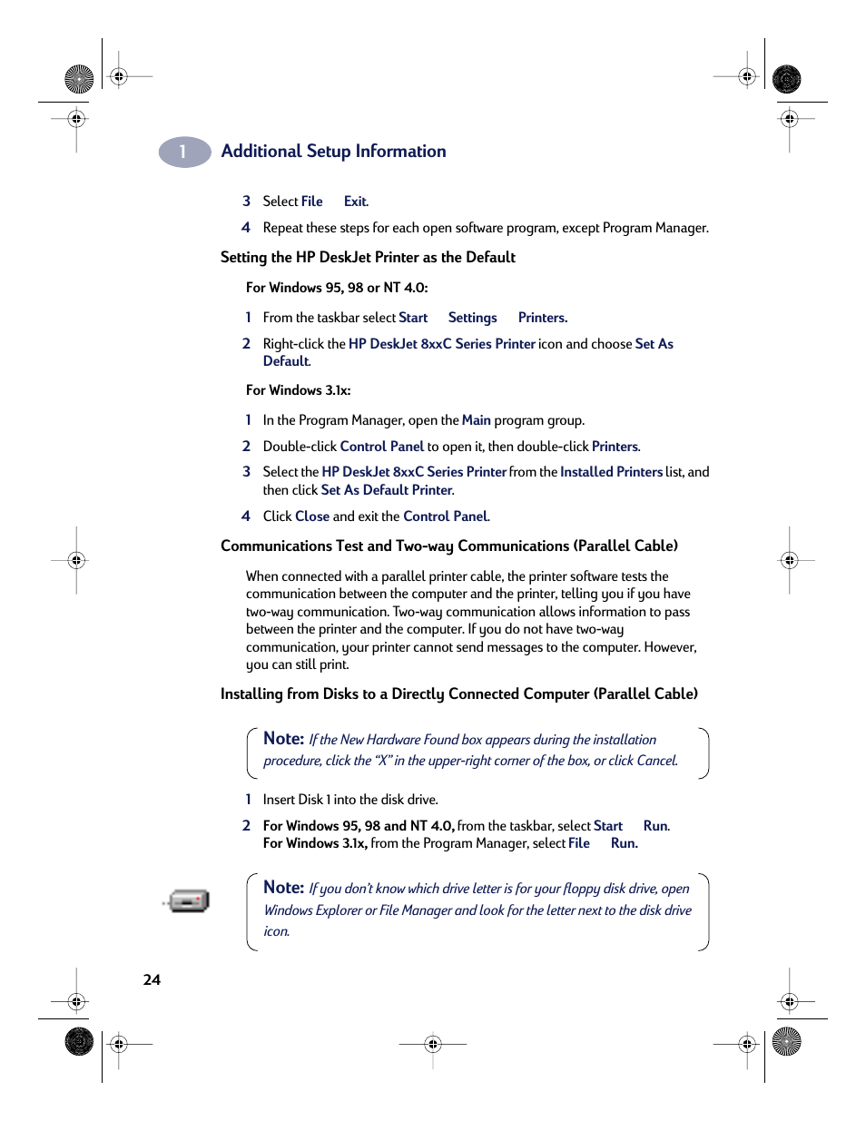 Additional setup information | HP Deskjet 832c Printer User Manual | Page 32 / 118