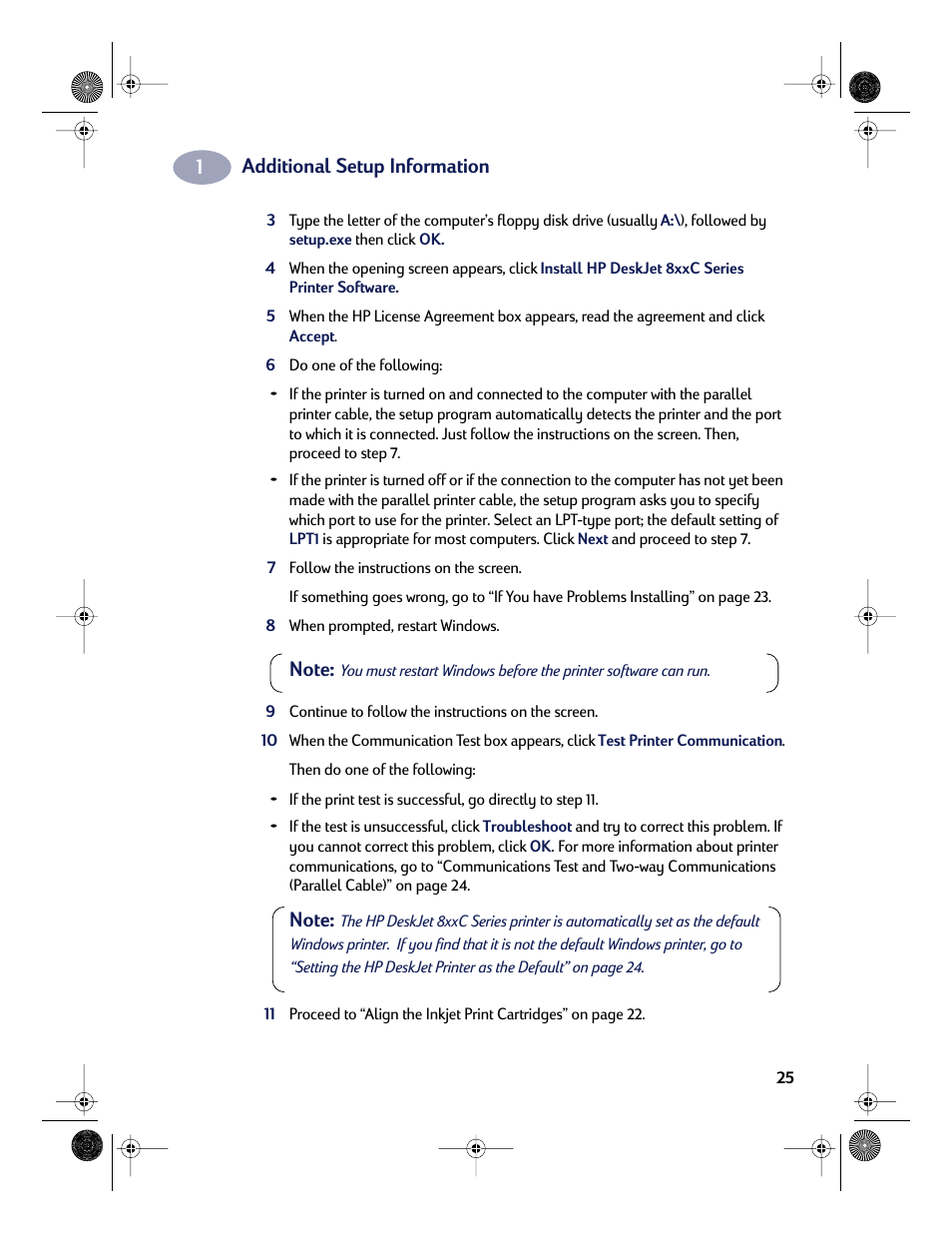 Additional setup information | HP Deskjet 832c Printer User Manual | Page 33 / 118