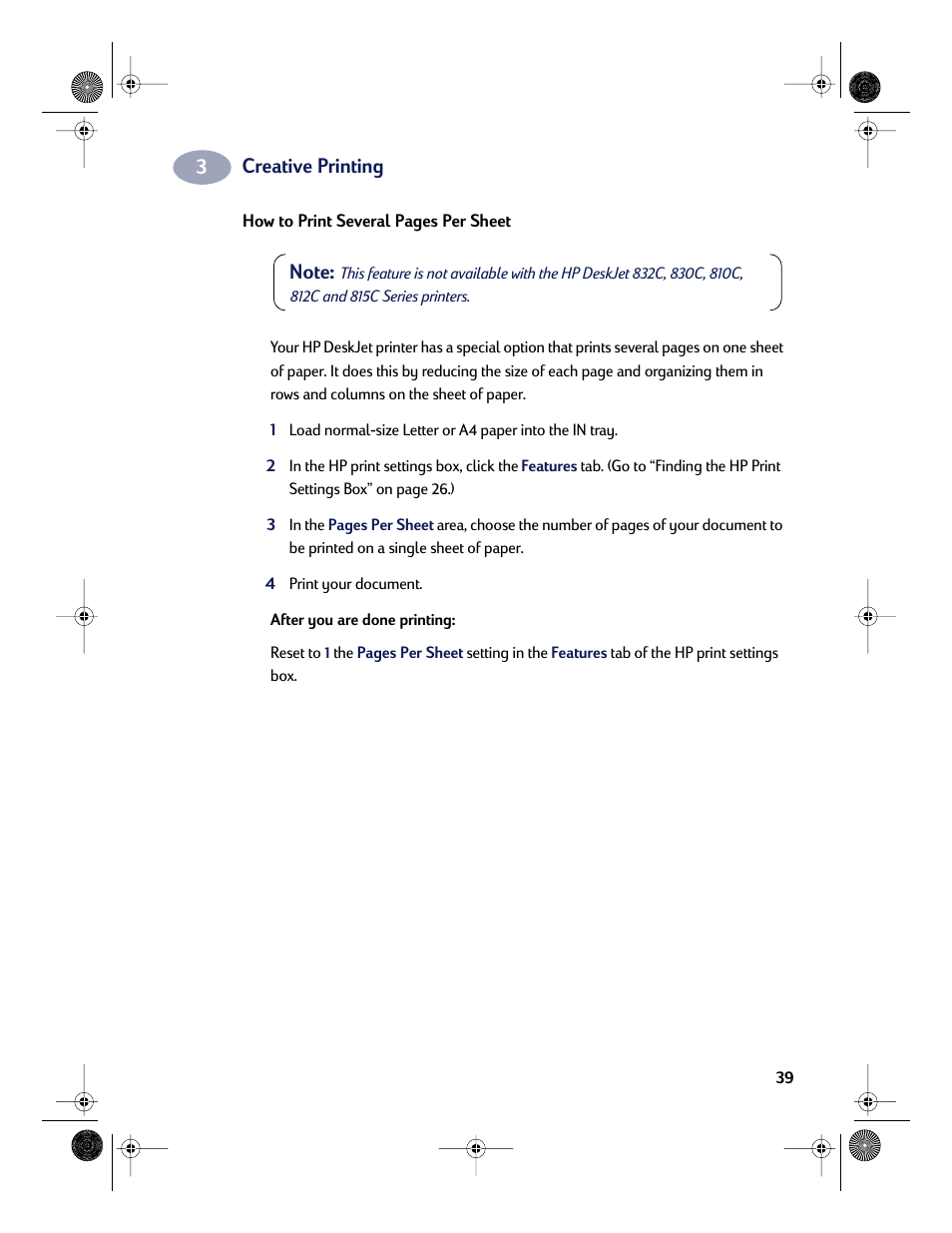 Creative printing | HP Deskjet 832c Printer User Manual | Page 47 / 118