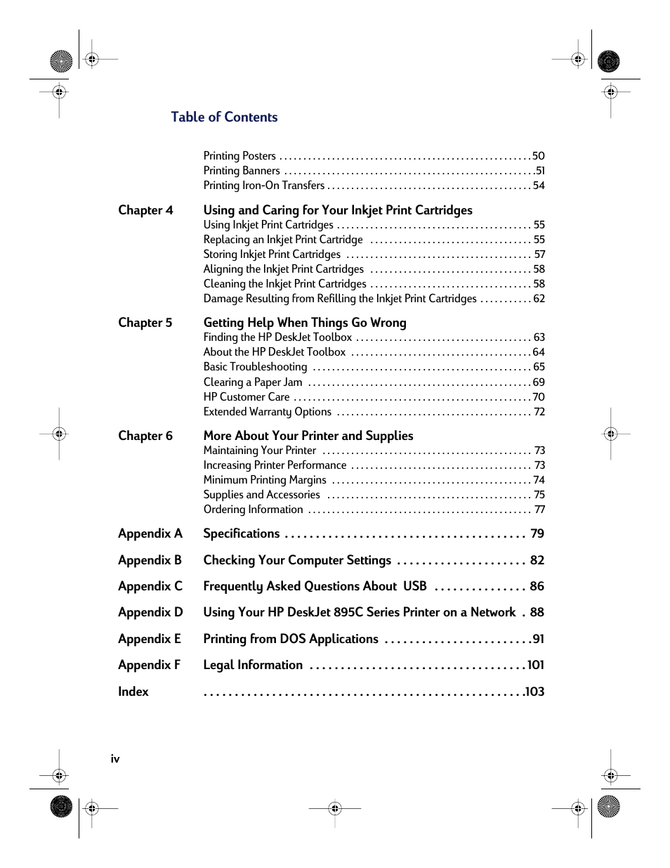 HP Deskjet 832c Printer User Manual | Page 6 / 118