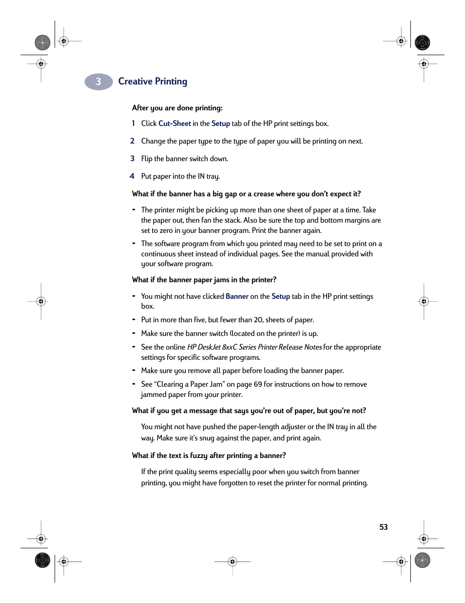 Creative printing | HP Deskjet 832c Printer User Manual | Page 61 / 118