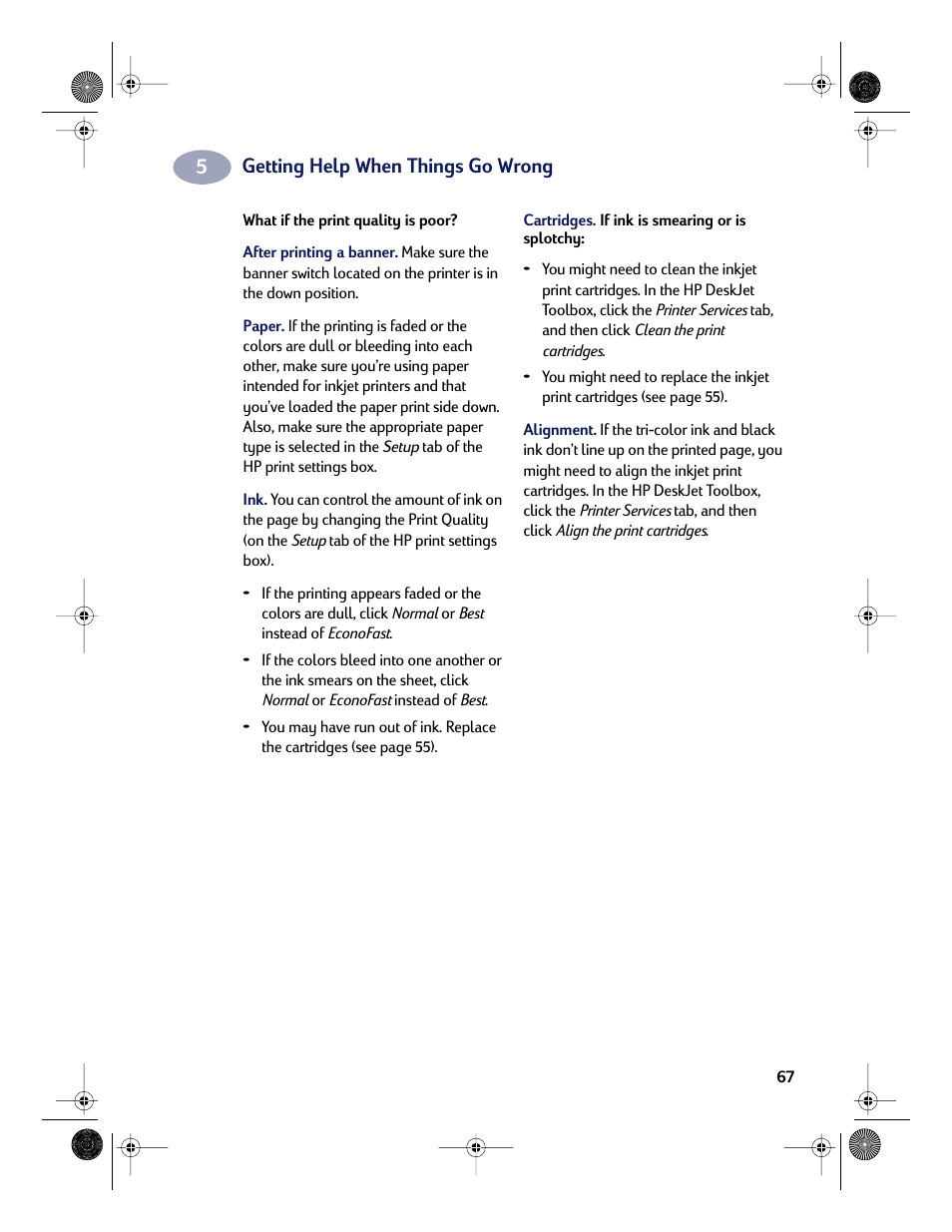 Getting help when things go wrong | HP Deskjet 832c Printer User Manual | Page 75 / 118