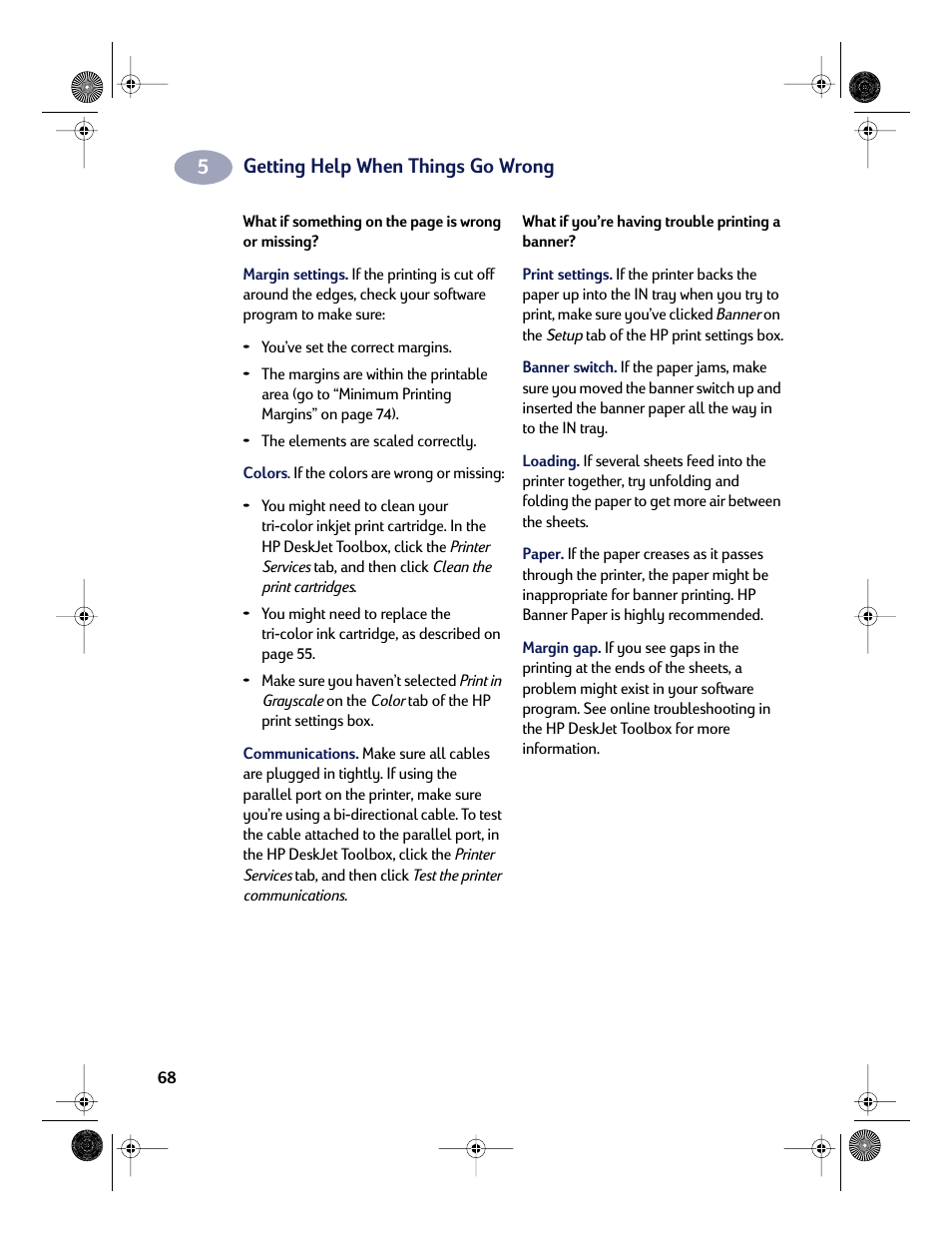 Getting help when things go wrong | HP Deskjet 832c Printer User Manual | Page 76 / 118