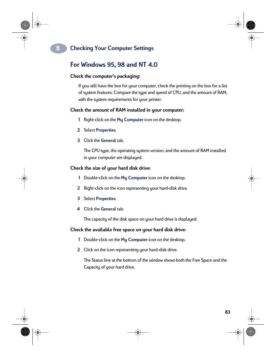 Checking your computer settings | HP Deskjet 832c Printer User Manual | Page 91 / 118