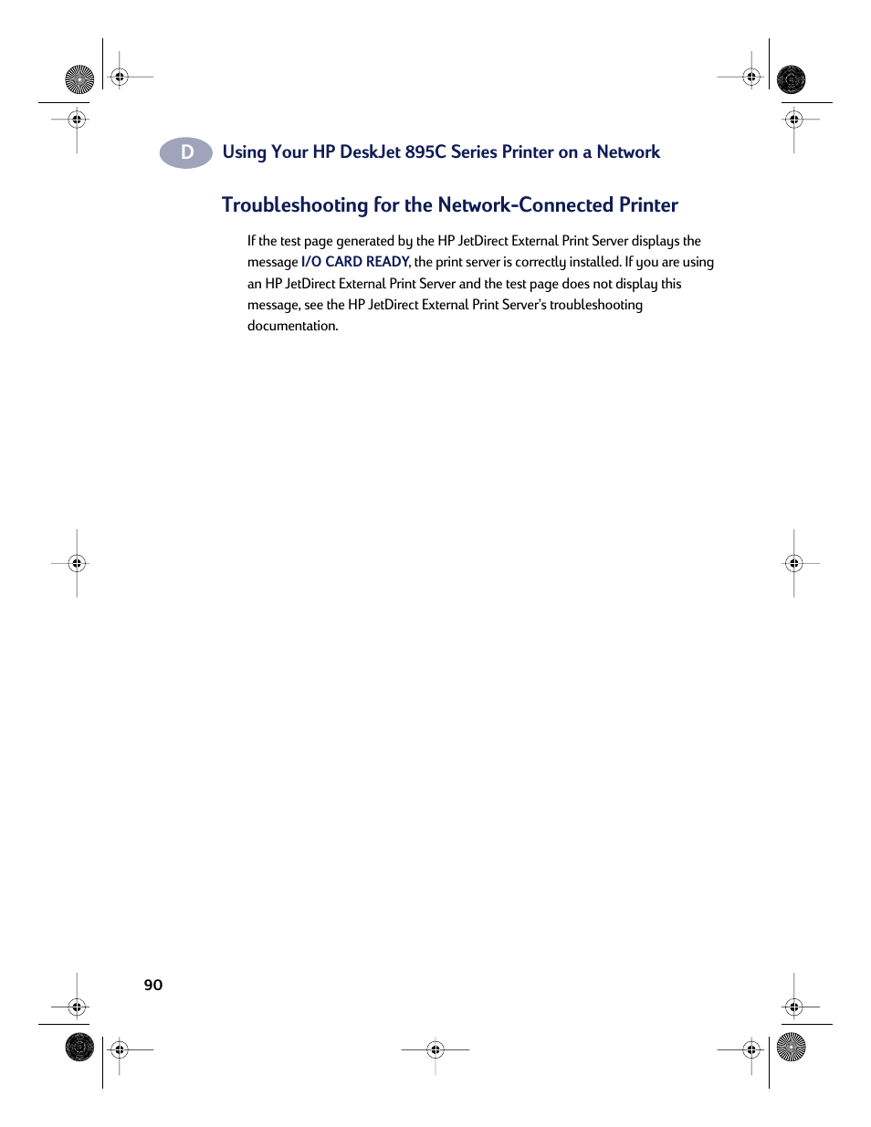 Troubleshooting for the network-connected printer | HP Deskjet 832c Printer User Manual | Page 98 / 118