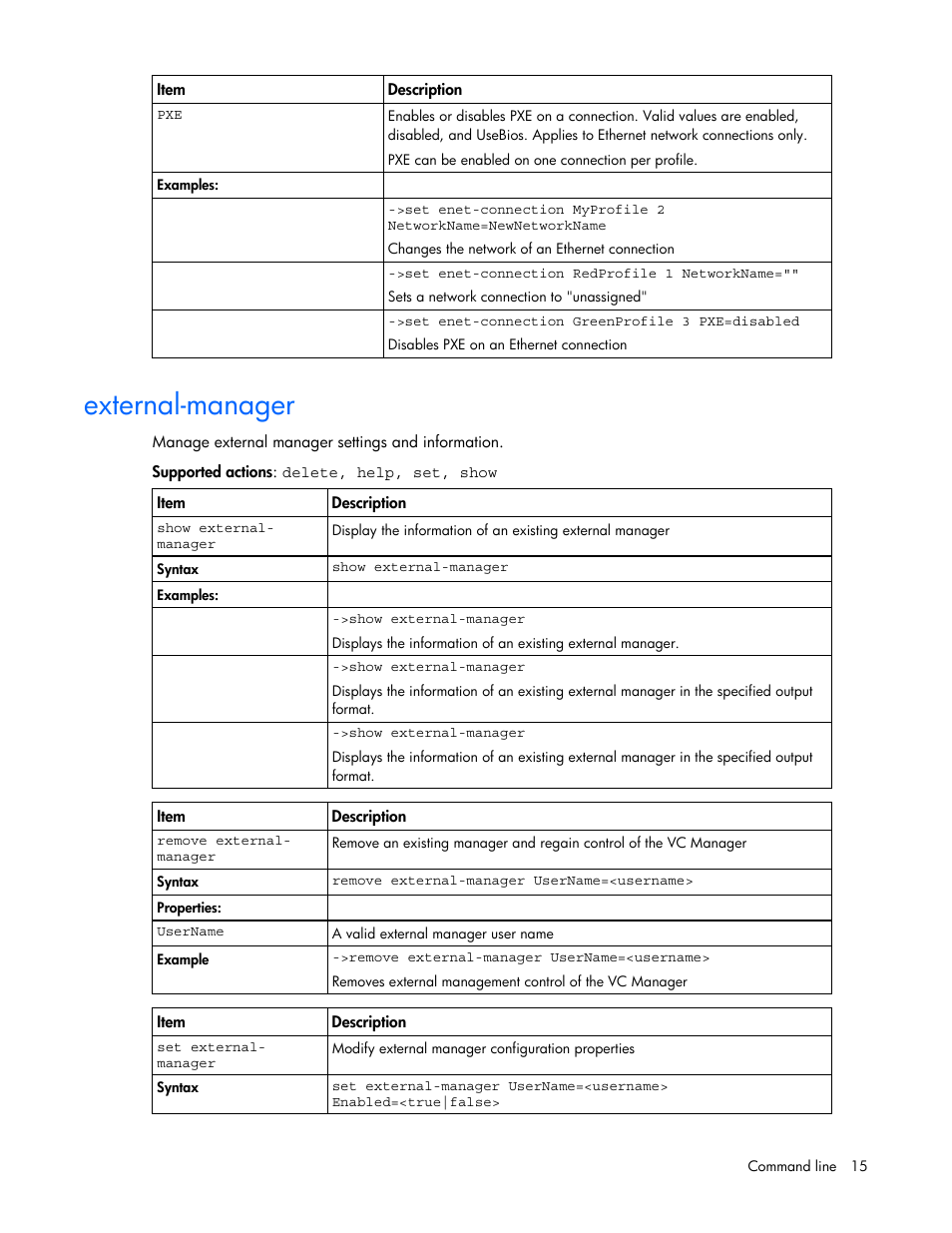 External-manager | HP Virtual Connect 1.10Gb-F Ethernet Module for c-Class BladeSystem User Manual | Page 15 / 57