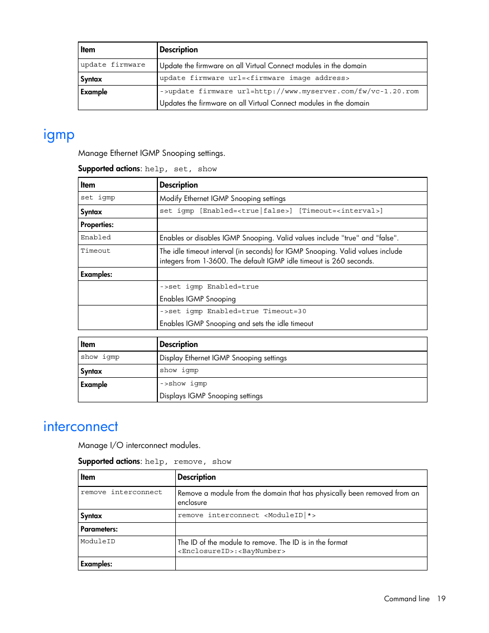 Igmp, Interconnect | HP Virtual Connect 1.10Gb-F Ethernet Module for c-Class BladeSystem User Manual | Page 19 / 57