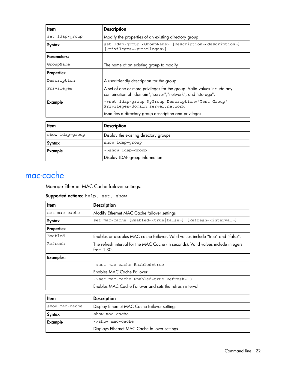 Mac-cache | HP Virtual Connect 1.10Gb-F Ethernet Module for c-Class BladeSystem User Manual | Page 22 / 57