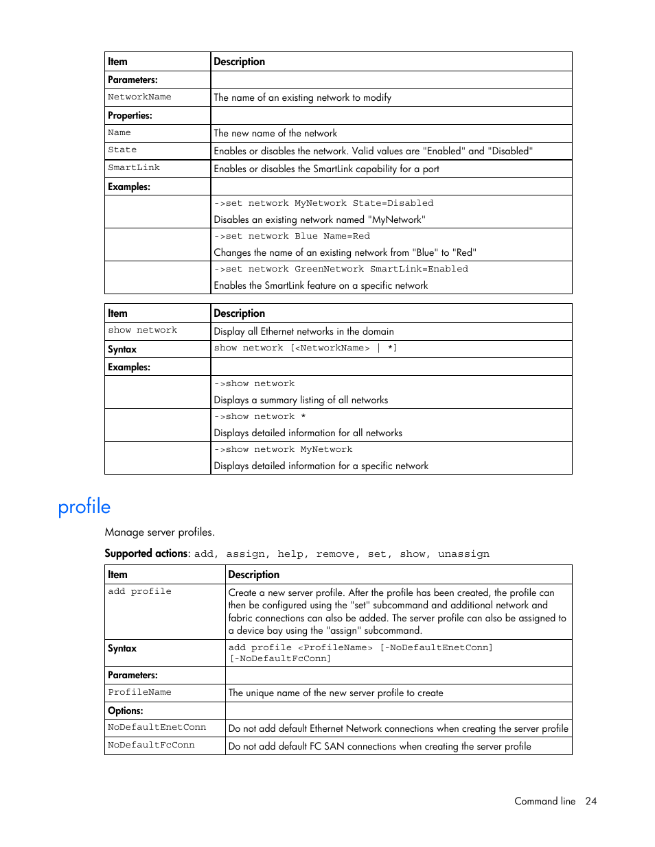Profile | HP Virtual Connect 1.10Gb-F Ethernet Module for c-Class BladeSystem User Manual | Page 24 / 57