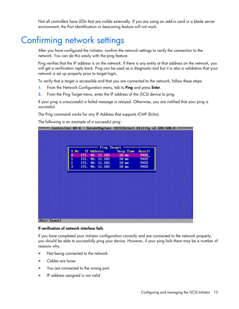 Confirming network settings | HP NC550SFP Dual Port 10GbE Server Adapter User Manual | Page 15 / 43