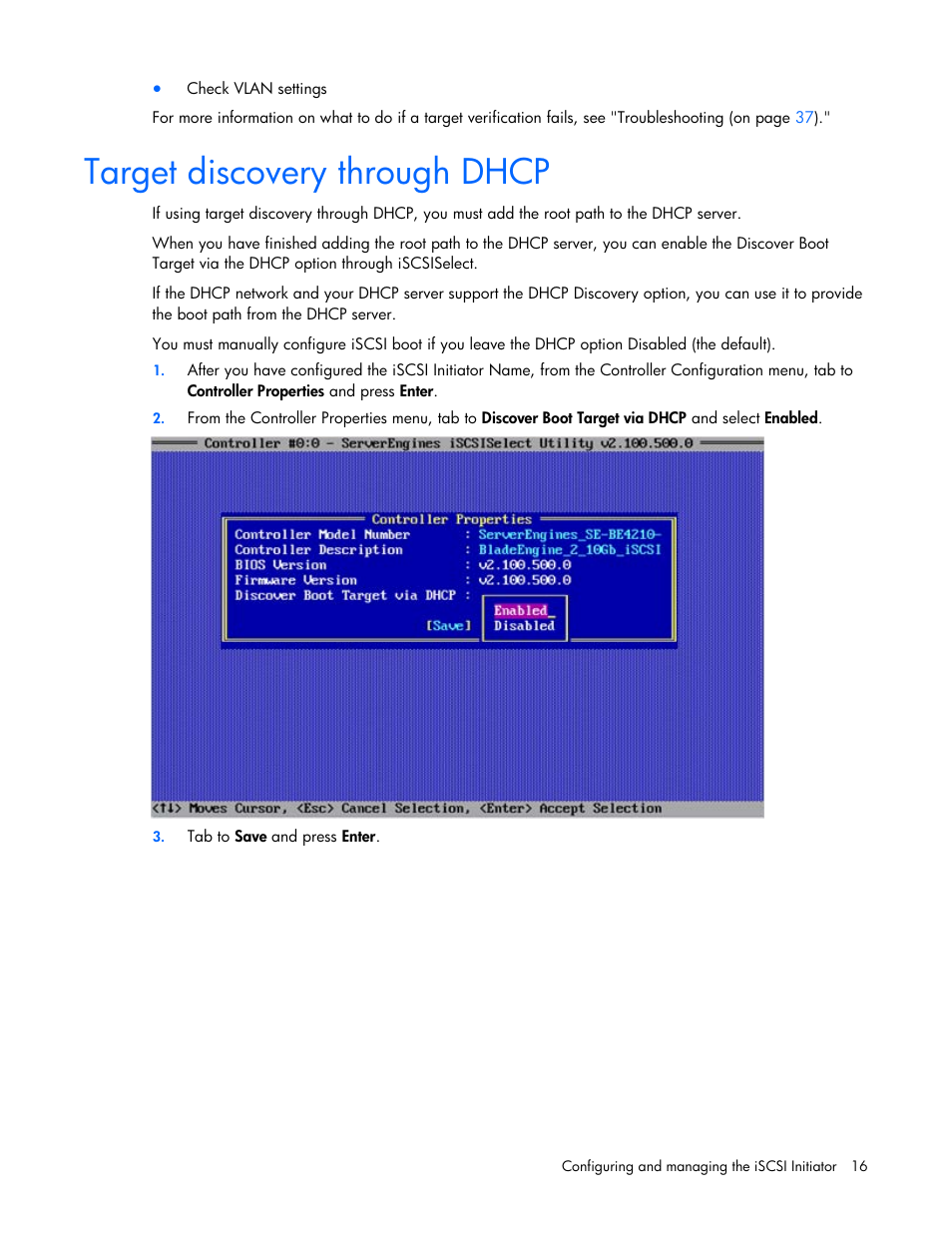 Target discovery through dhcp | HP NC550SFP Dual Port 10GbE Server Adapter User Manual | Page 16 / 43