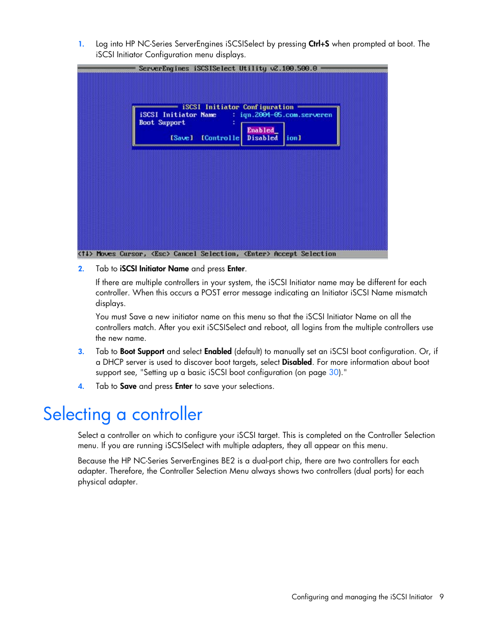 Selecting a controller | HP NC550SFP Dual Port 10GbE Server Adapter User Manual | Page 9 / 43