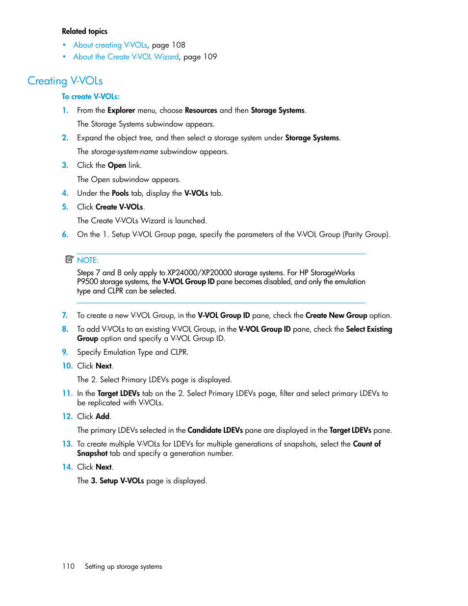 Creating v-vols | HP XP P9000 Command View Advanced Edition Software User Manual | Page 110 / 478