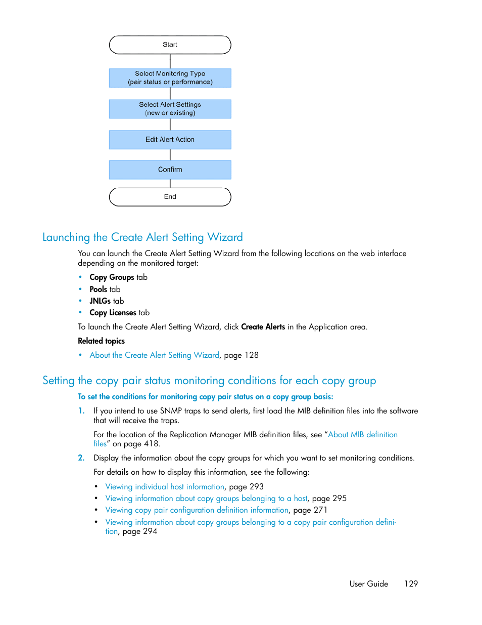 Launching the create alert setting wizard | HP XP P9000 Command View Advanced Edition Software User Manual | Page 129 / 478