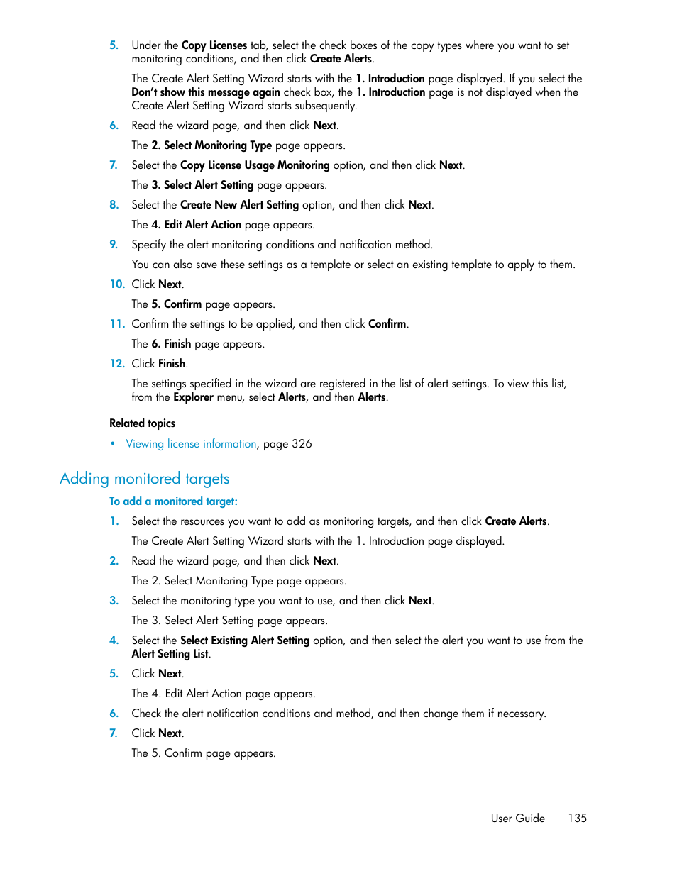 Adding monitored targets | HP XP P9000 Command View Advanced Edition Software User Manual | Page 135 / 478